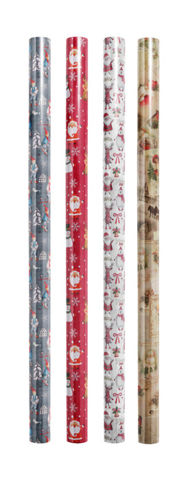 Julegavepapir 70 cm x 20 meter assorteret